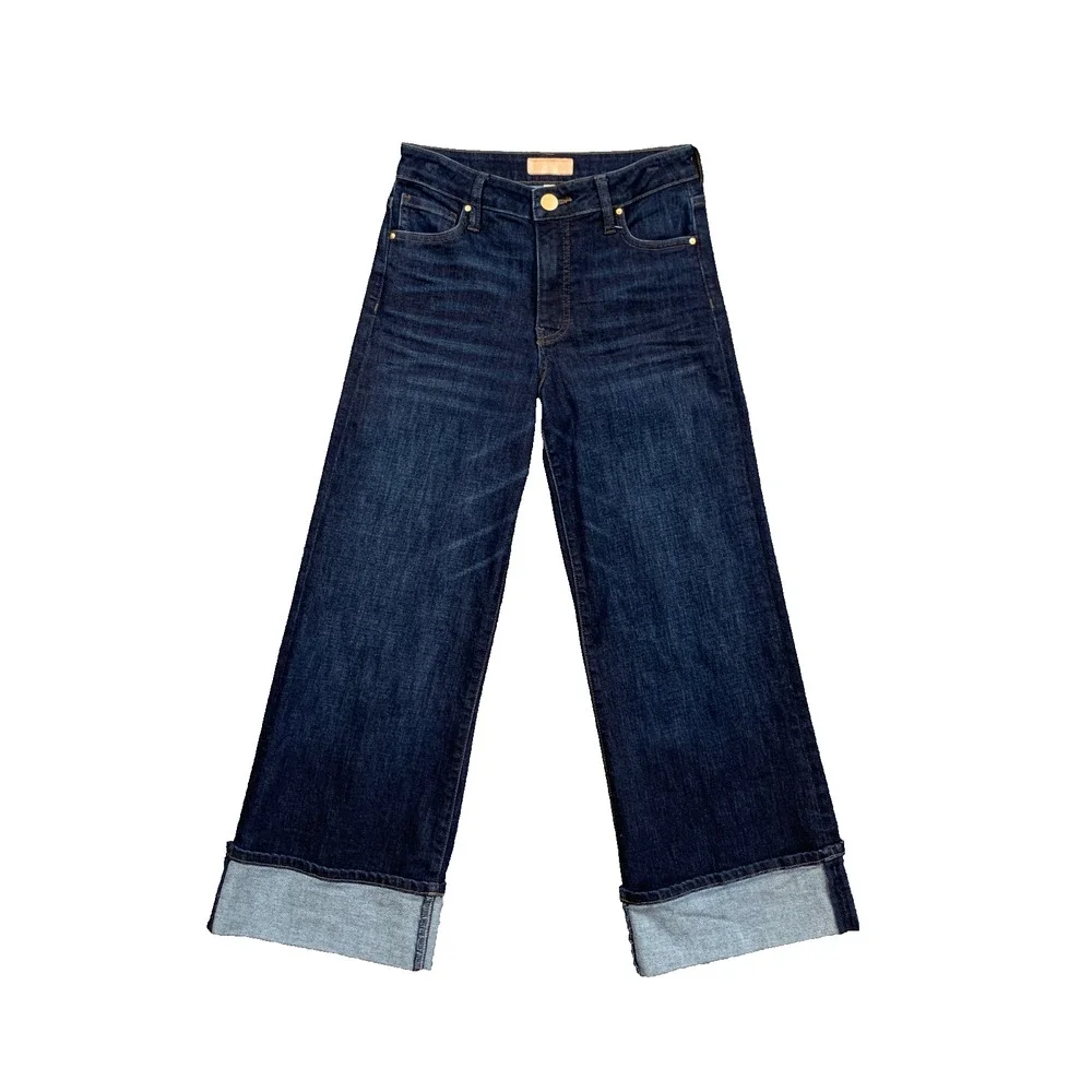Kut From The Kloth Jeans Womens 0 Blue Meg Fab Ab Wide Leg High Rise Cuffed Leg